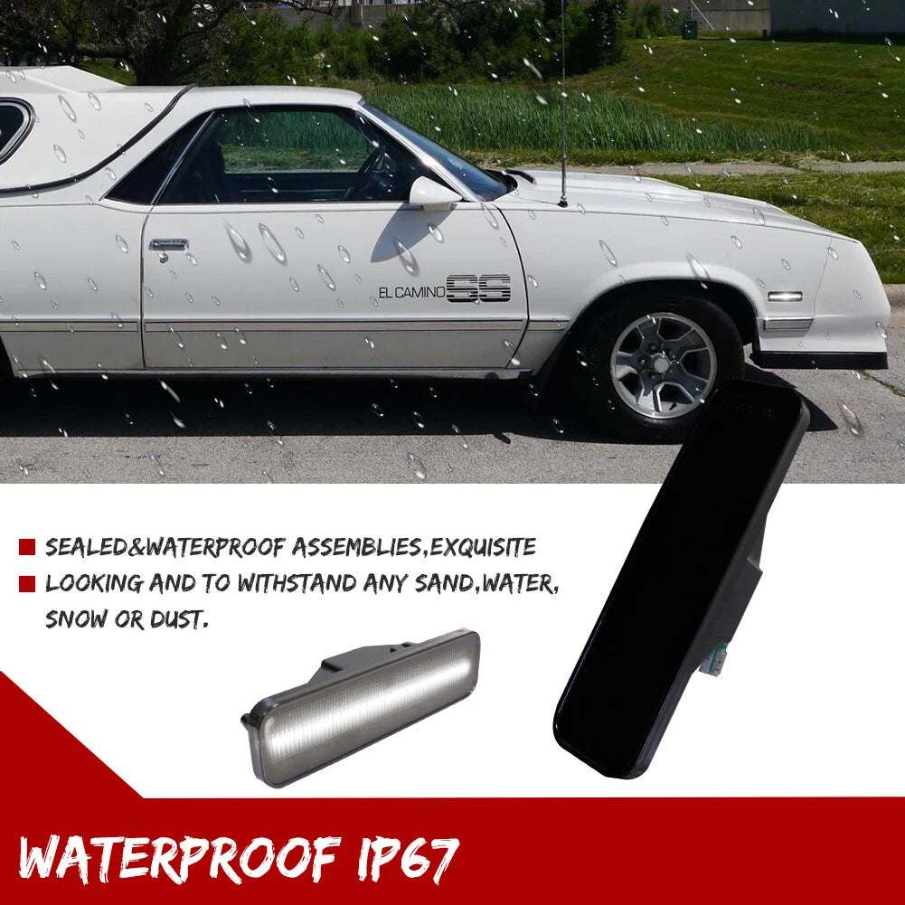 Smoked White LED Front Bumper Side Marker Lights for El Camino & Caballero (1982–1987)