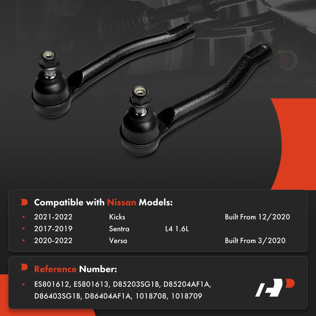2X Front Outer Tie Rod End for Nissan Sentra (2017–2019) Versa (2020–2022)