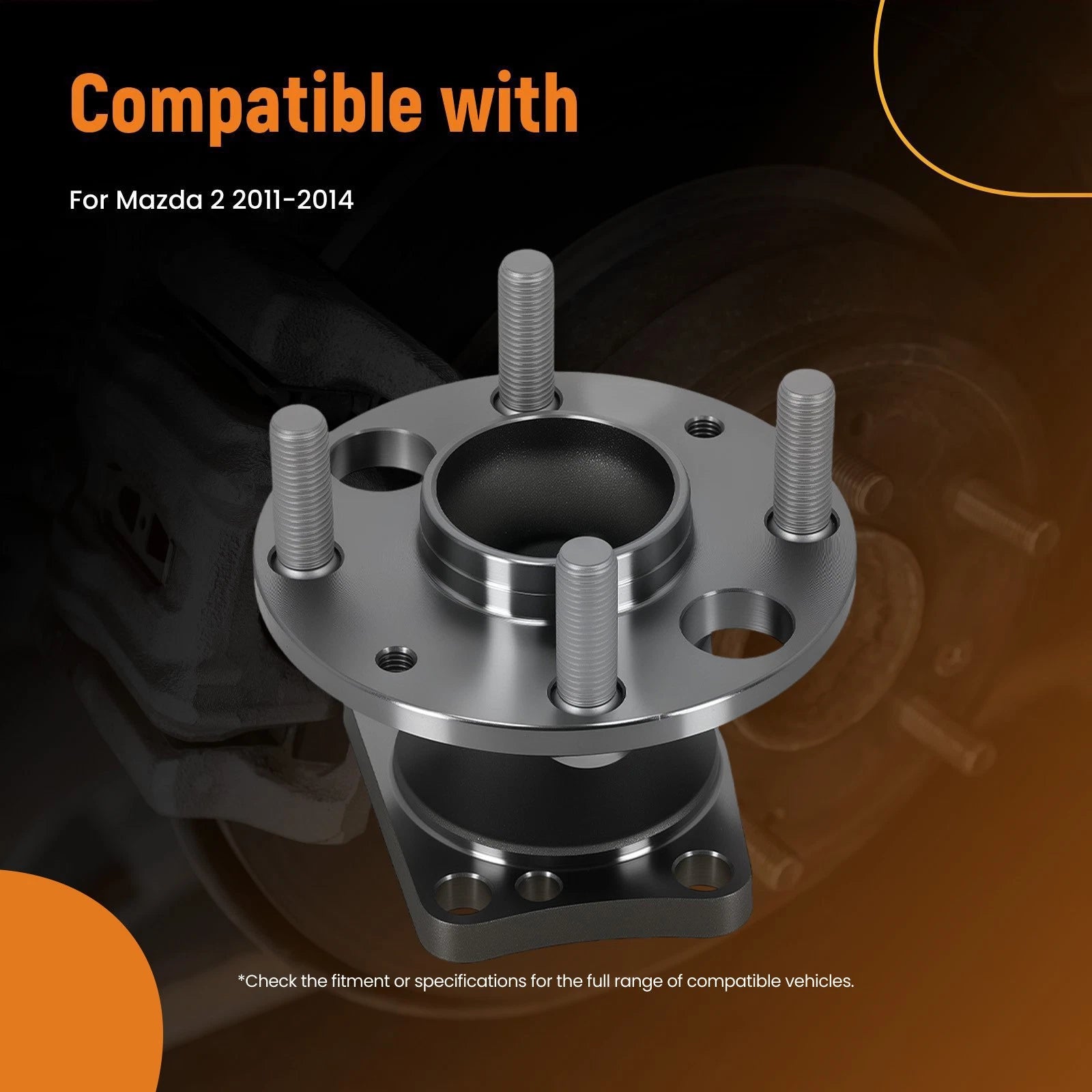 Set of 2 Rear Wheel Hub Bearing Assemblies for Mazda 2 (2011–2014)