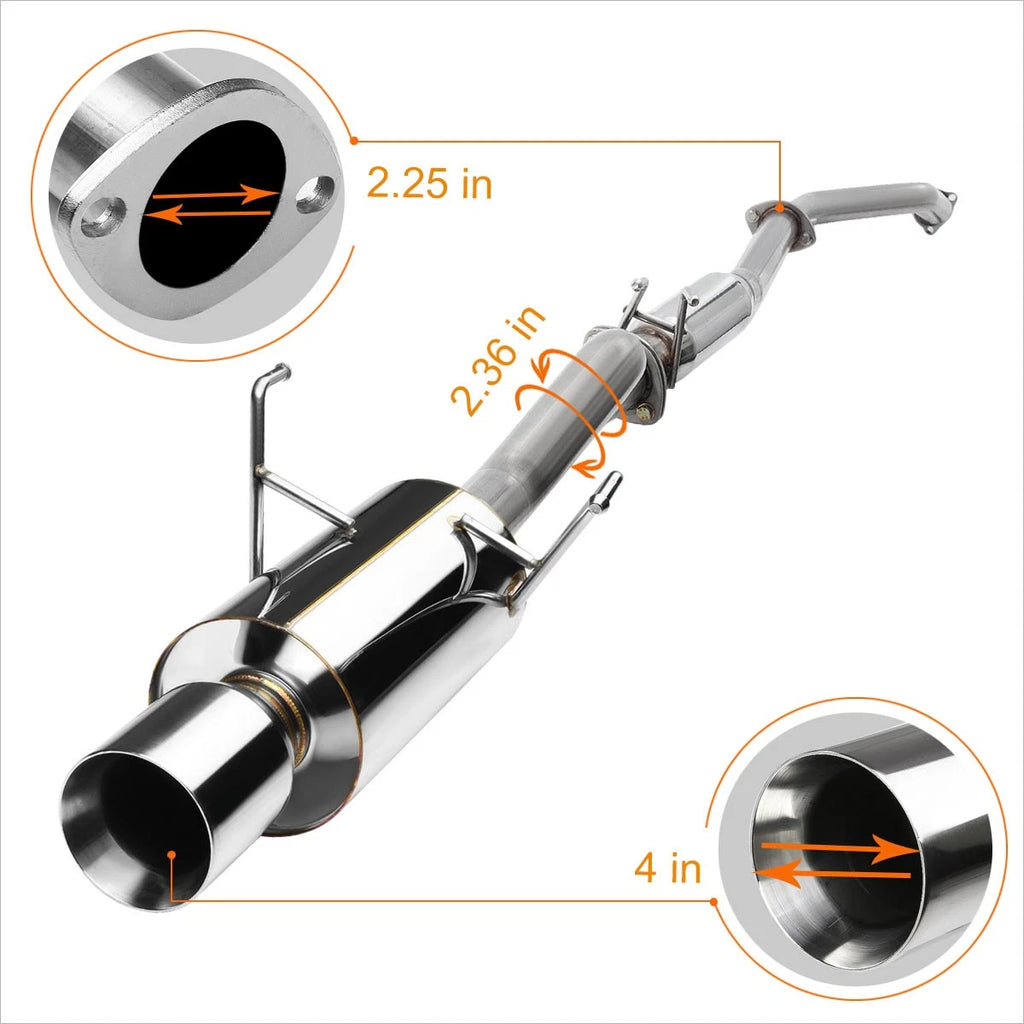 4" Rolled Tip Catback Exhaust System for Honda Civic EX 1.7L (2001–2005)