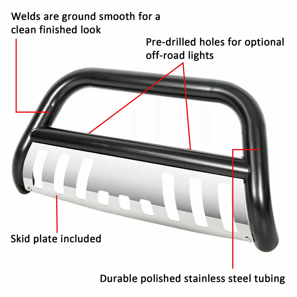 3" Bull Bar Push Bumper Grille Guard for Toyota Tacoma (2005–2015) Black Steel