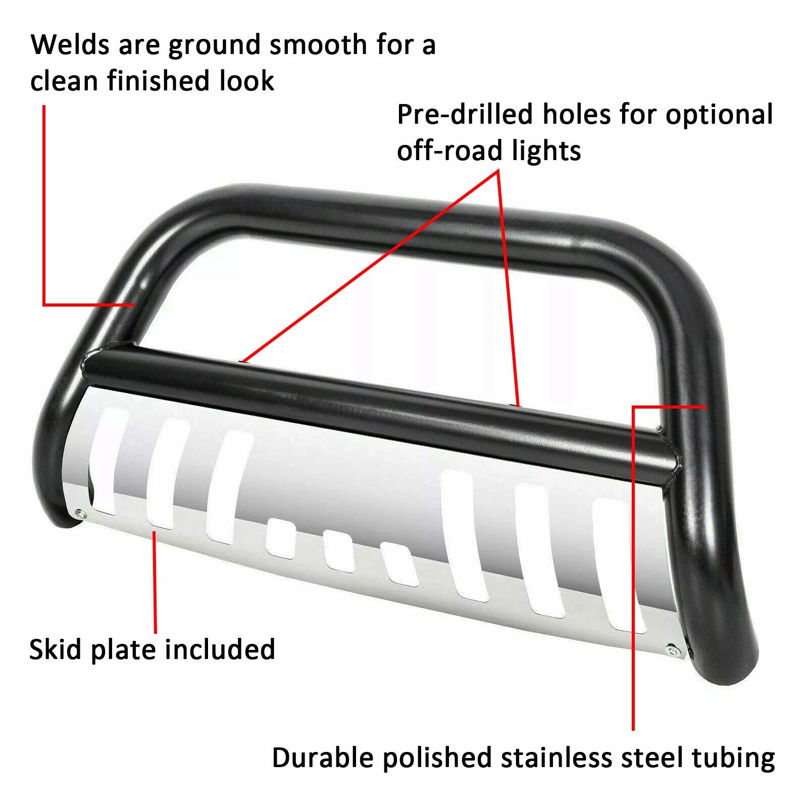 3" Bull Bar Push Bumper Grille Guard for Toyota Tacoma (2005–2015) Black Steel