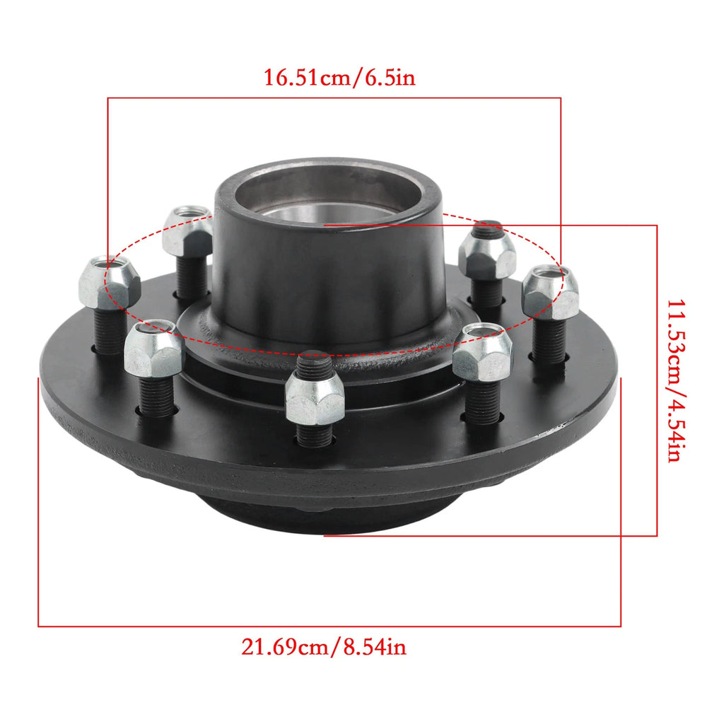 Set of 2 Trailer Hub Kits with Square Spindles for 8-Lug Trailers
