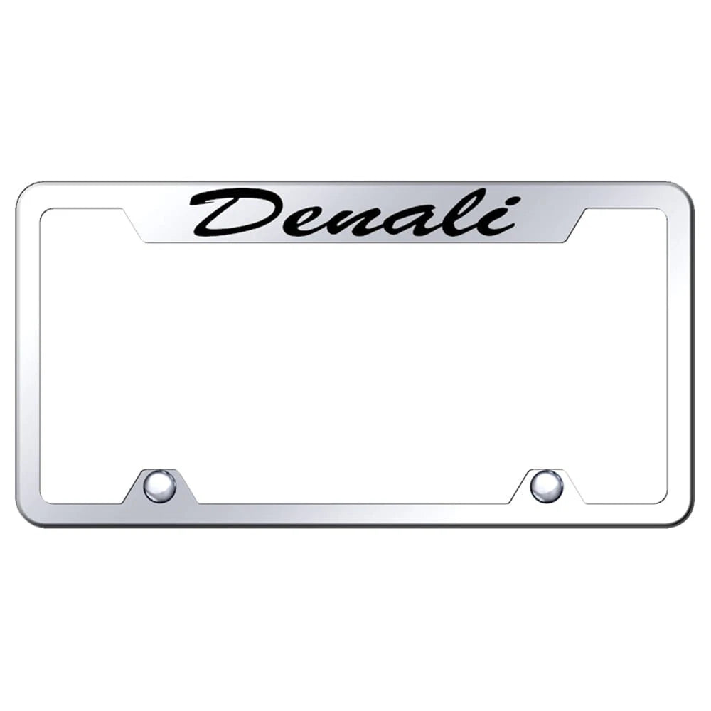 Script on Mirrored Truck License Plate Frame -Officially Licensed for GMC Denali