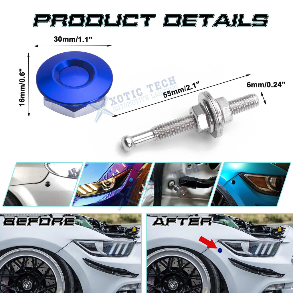 Universal Push Button Bumper Hood Alloy Quick Release Fastener (2000-2005)