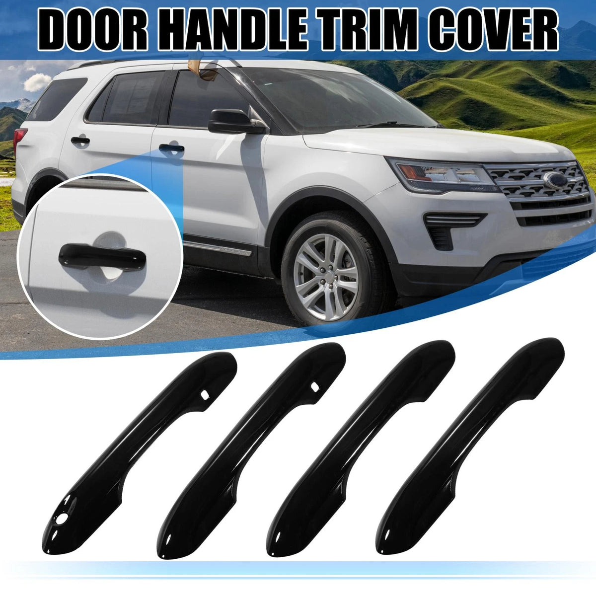 Set of 4 Side Door Handle Cover Trim for Ford Explorer (2020–2022) Black