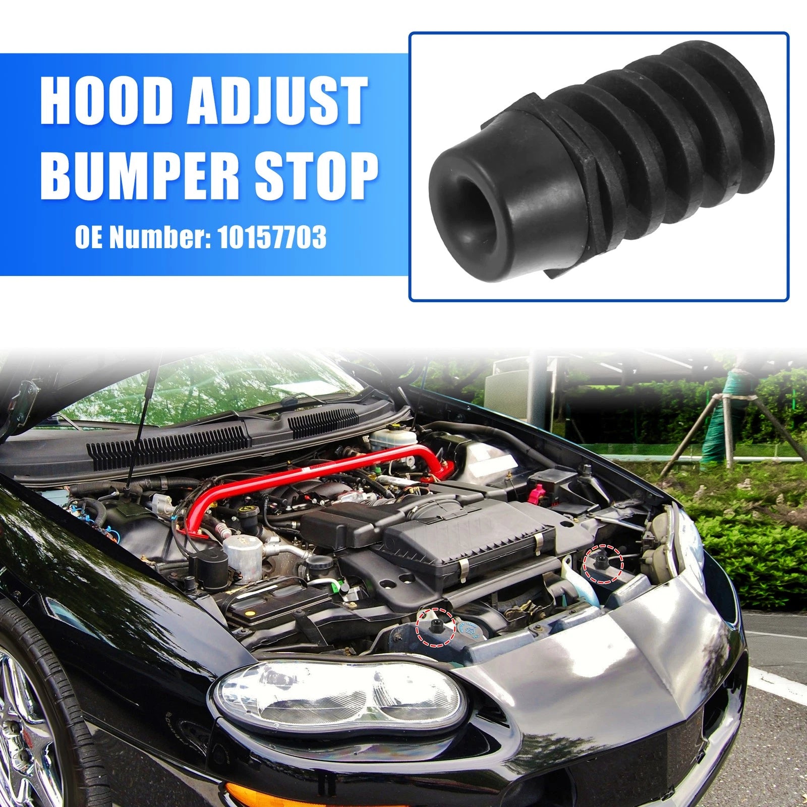 2pcs Front Hood Adjust Bumper Stop w/ Rubber Cap for Buick Regal  No.10157703