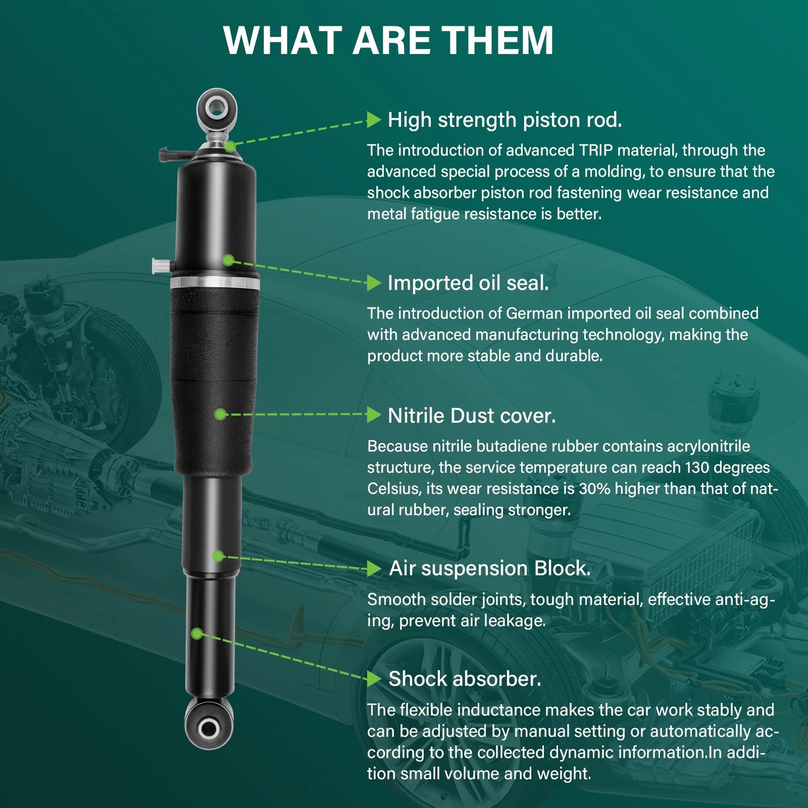 Set of 4 Air Suspension Shock Absorbers for Escalade Avalanche Suburban Yukon Tahoe (2002–2014)