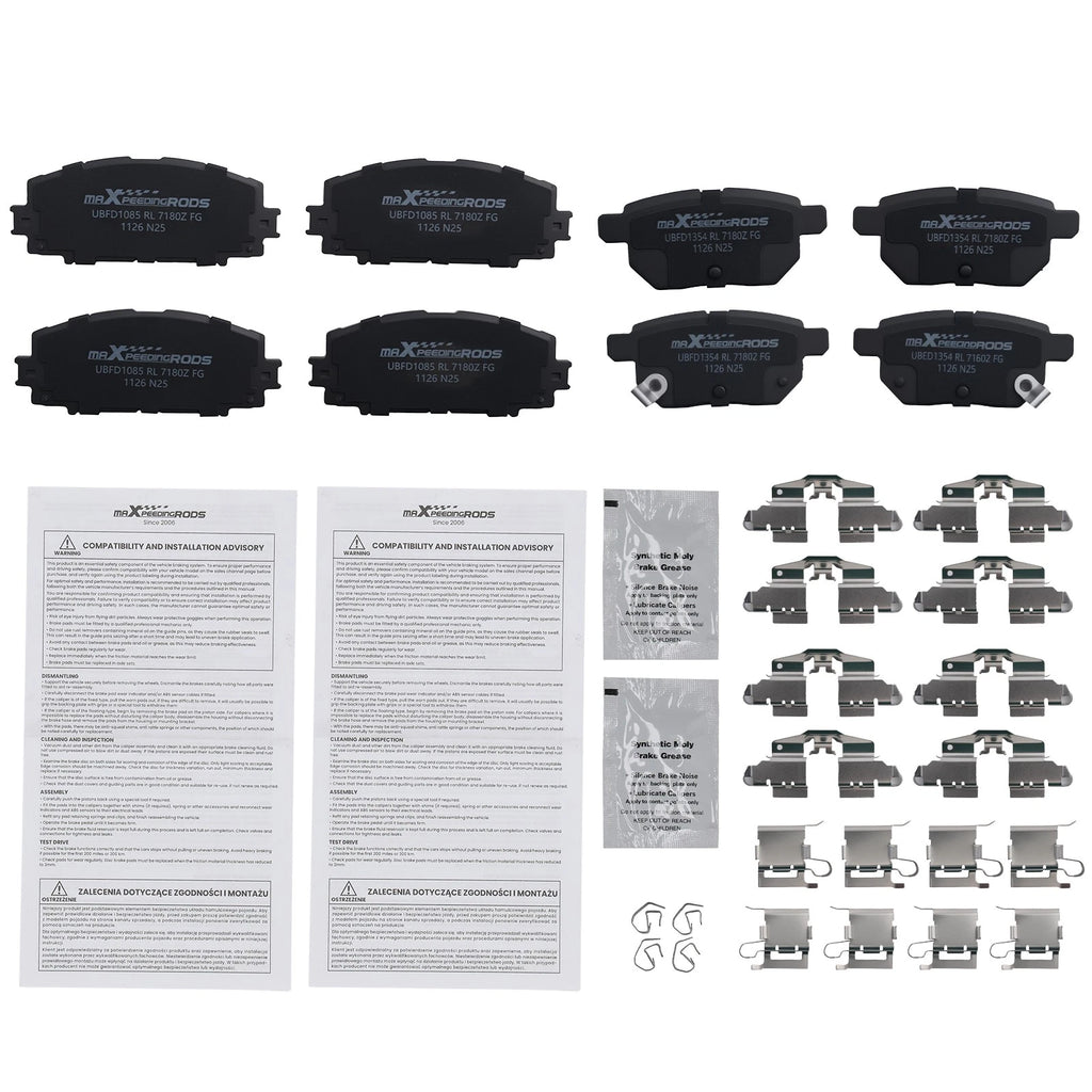 Front Rear Ceramic Brake Pads for Toyota Prius Prime 2017-2019 D1184 D1354