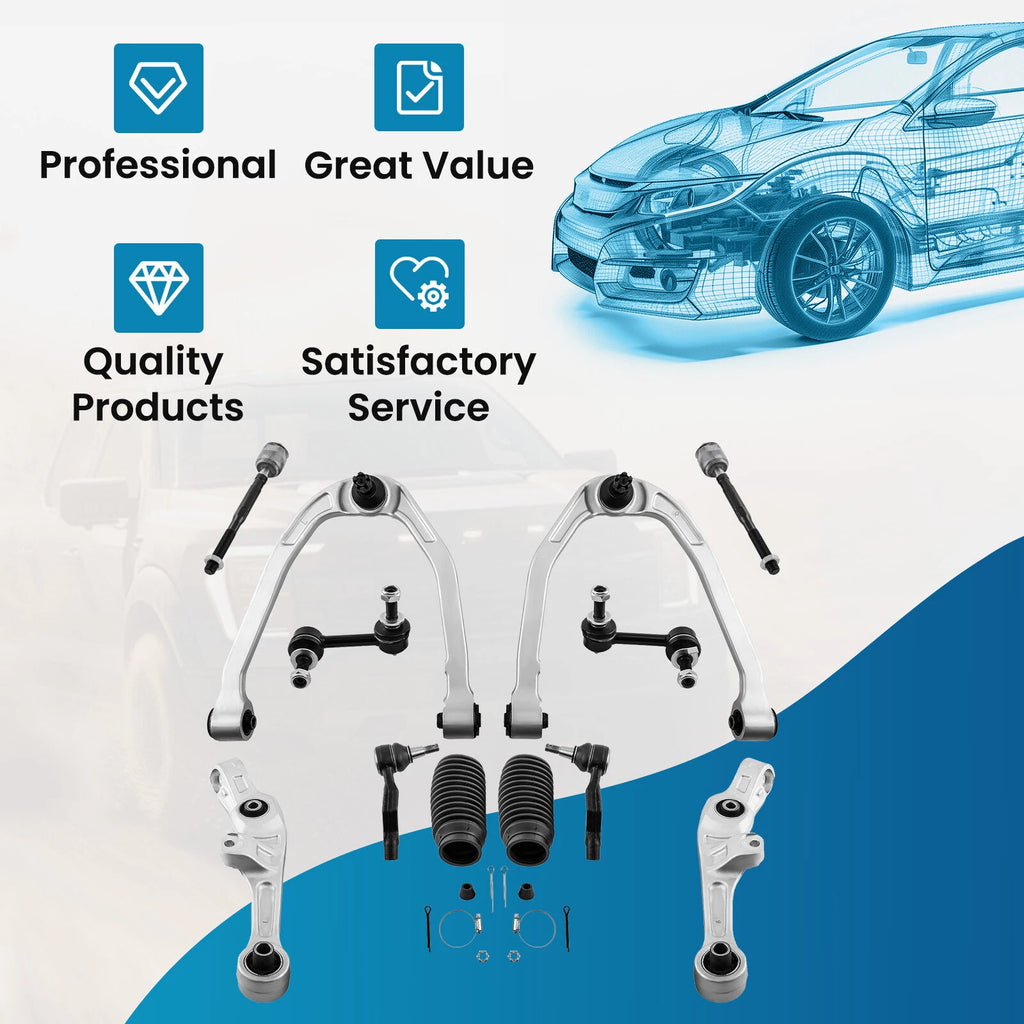 Set of 12 Control Arms & Tie Rods for Nissan 350Z Infiniti G35 (2003–2008)