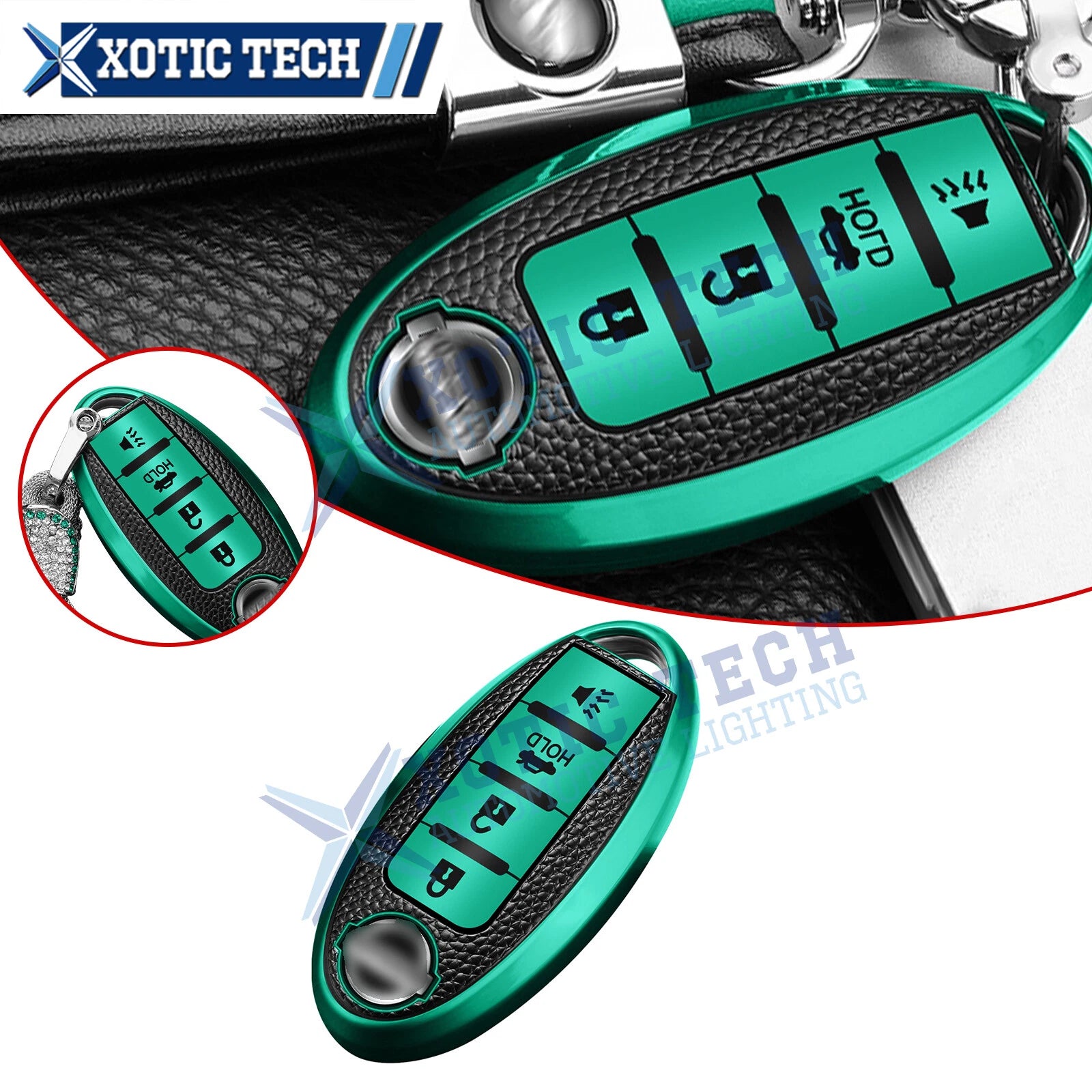 Soft TPU Leather Key Fob Cover Holder Shell for Nissan (2007–2021)