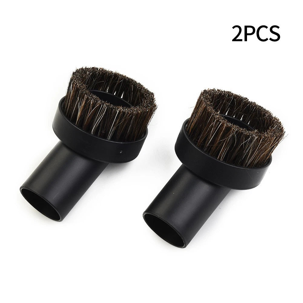 Set of 2 Horse Hair Round Dusting Brushes for Vacuum Cleaner Attachment