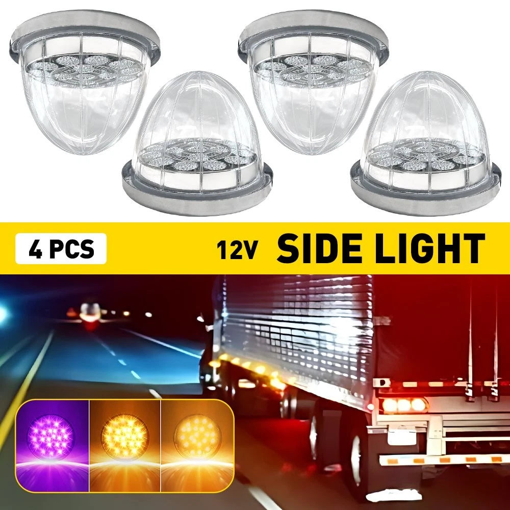 4X Amber Purple LED Watermelon Lights for Semi Truck Trailer (12V)