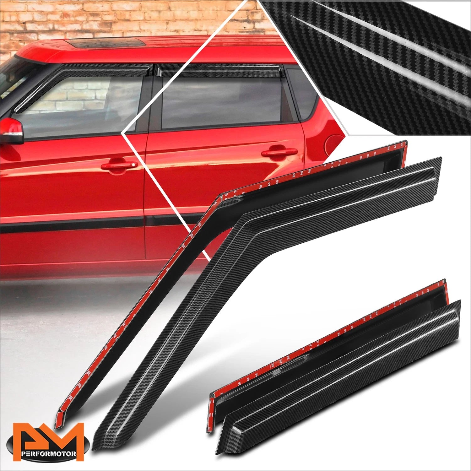 Set of 4 Tape-on Side Window Visors for Kia Soul (2010–2013)