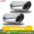 2 Pieces Exhaust Tip for Universal Fit (Rolled Oval Slant, 2.5" Inlet)