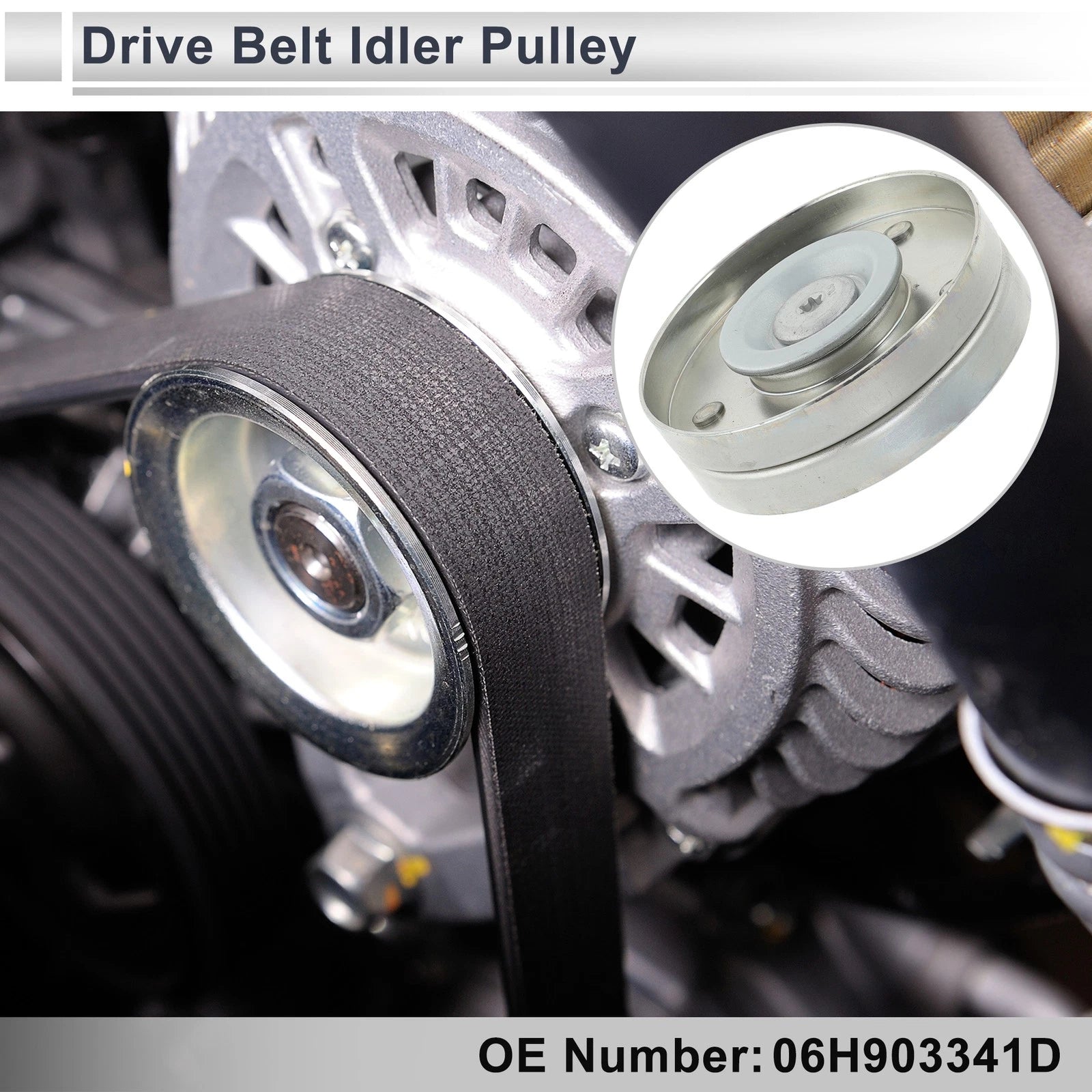 Drive Belt Idler Pulley for Audi A4 (2007–2017) No. 06H903341D Black