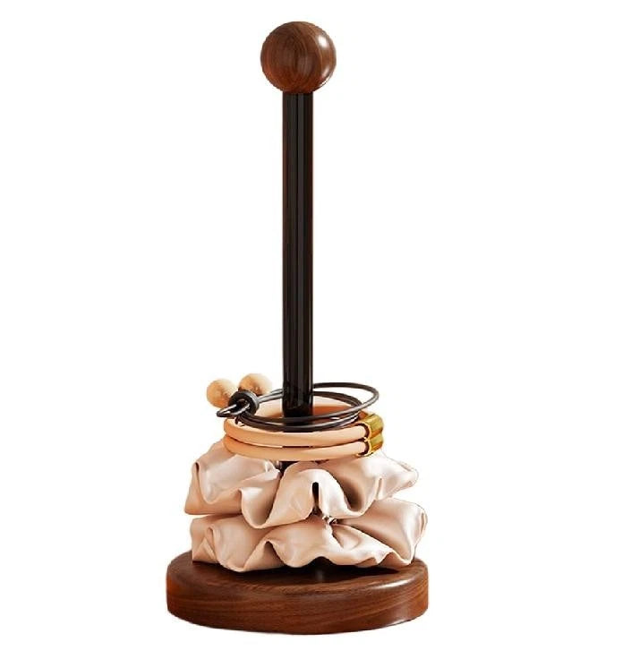 Wooden Hair Accessory Display Rack with Acrylic Section for Ties Scrunchies