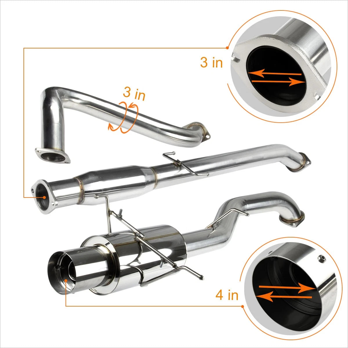 4" Tip Catback Exhaust Muffler for Nissan Sentra B16 SE-R/Spec V (2007–2012)