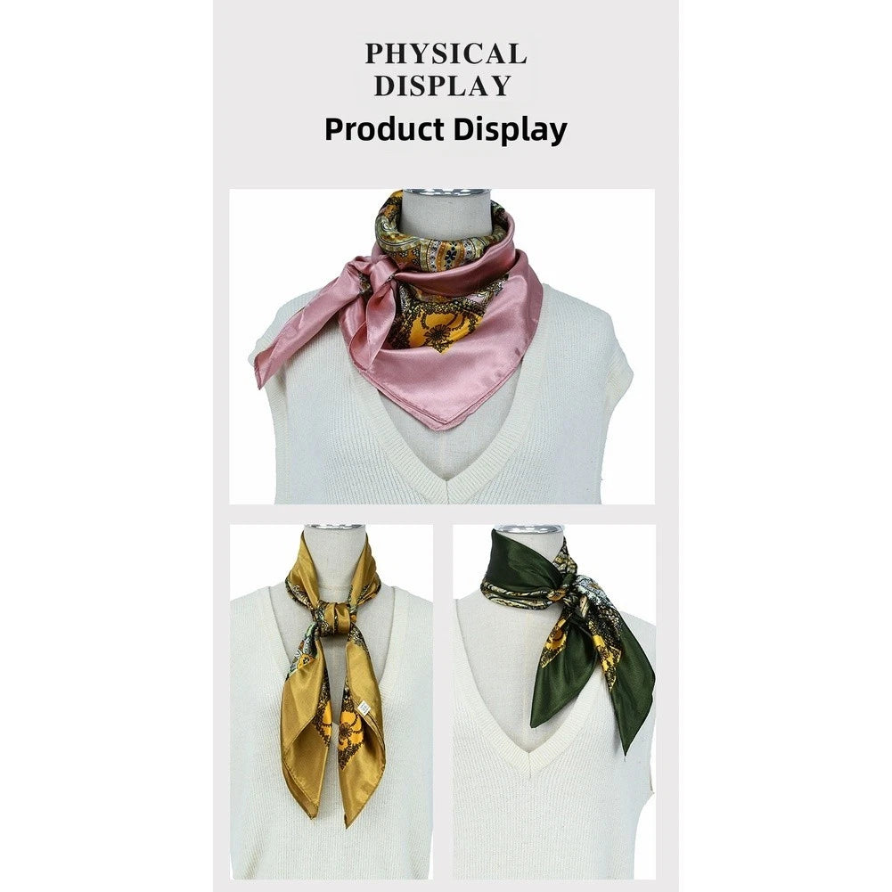 Retro Paisley Pattern Satin Silk Scarf 90x90 cm for Women