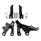 Front Rider Driver Footpegs Footrests Brackets for Suzuki GSXR1000 (2003–2004) Black