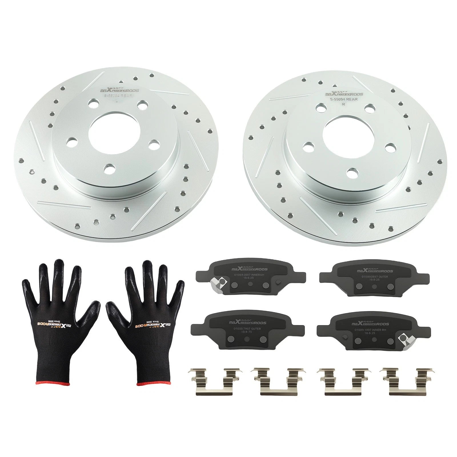 Set of 2 Rear Brake Rotors + Ceramic Pads for Chevrolet HHR (2008–2010) S-55094