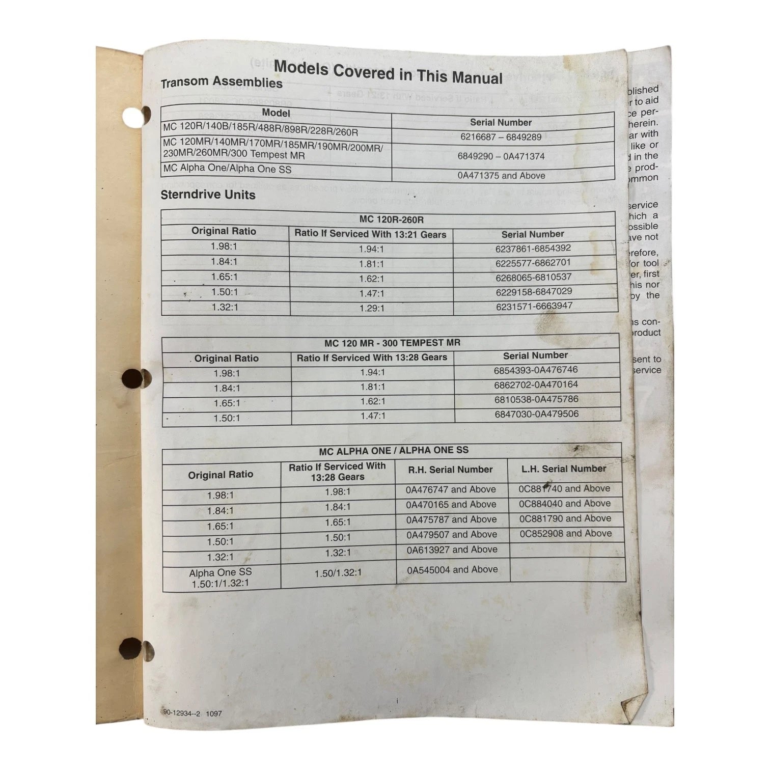 Sterndrive Units Service Manual #6 for MerCruiser R/MR/Alpha One (1997)