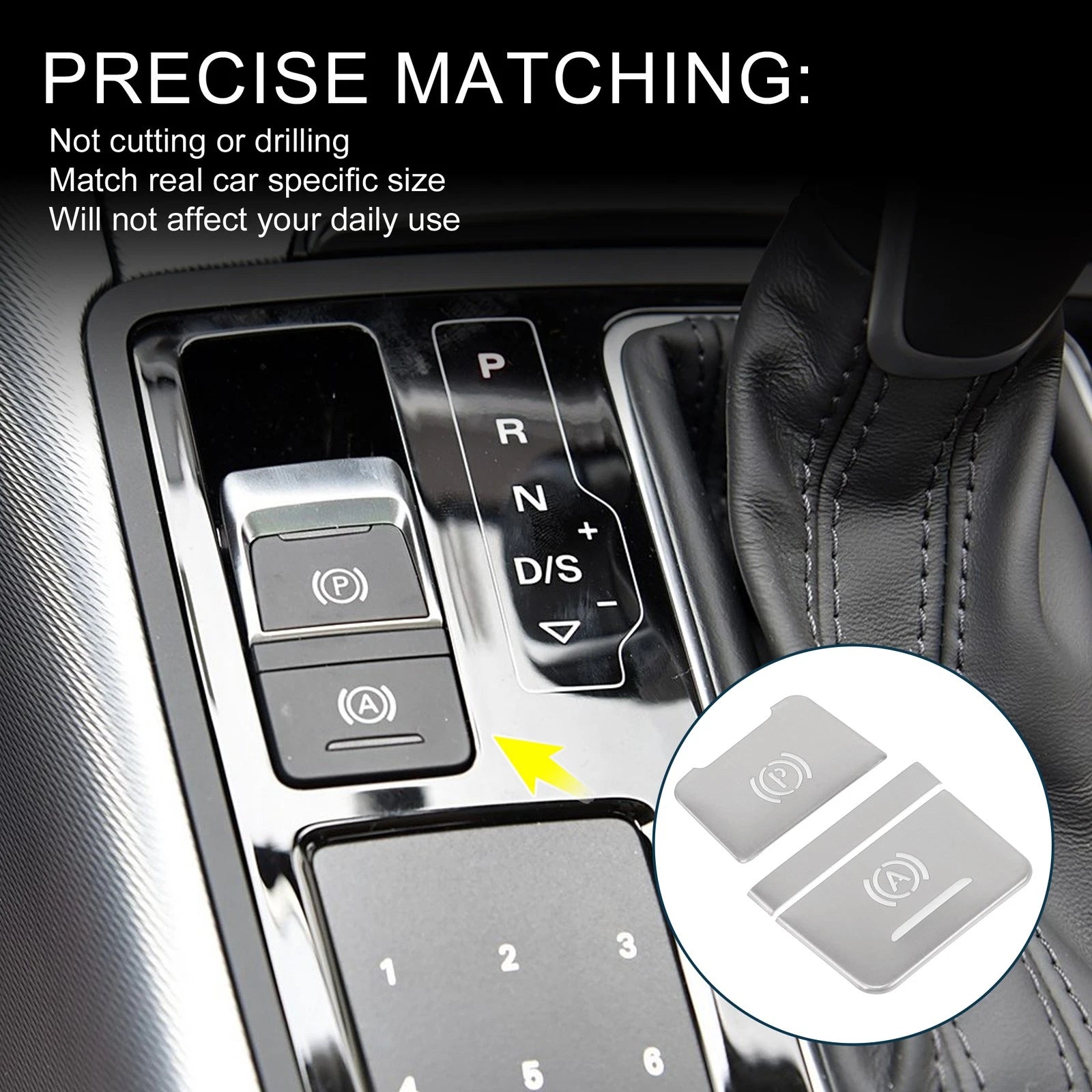 Electronic Handbrake Switch Button Sticker for Audi A6  Silver Tone