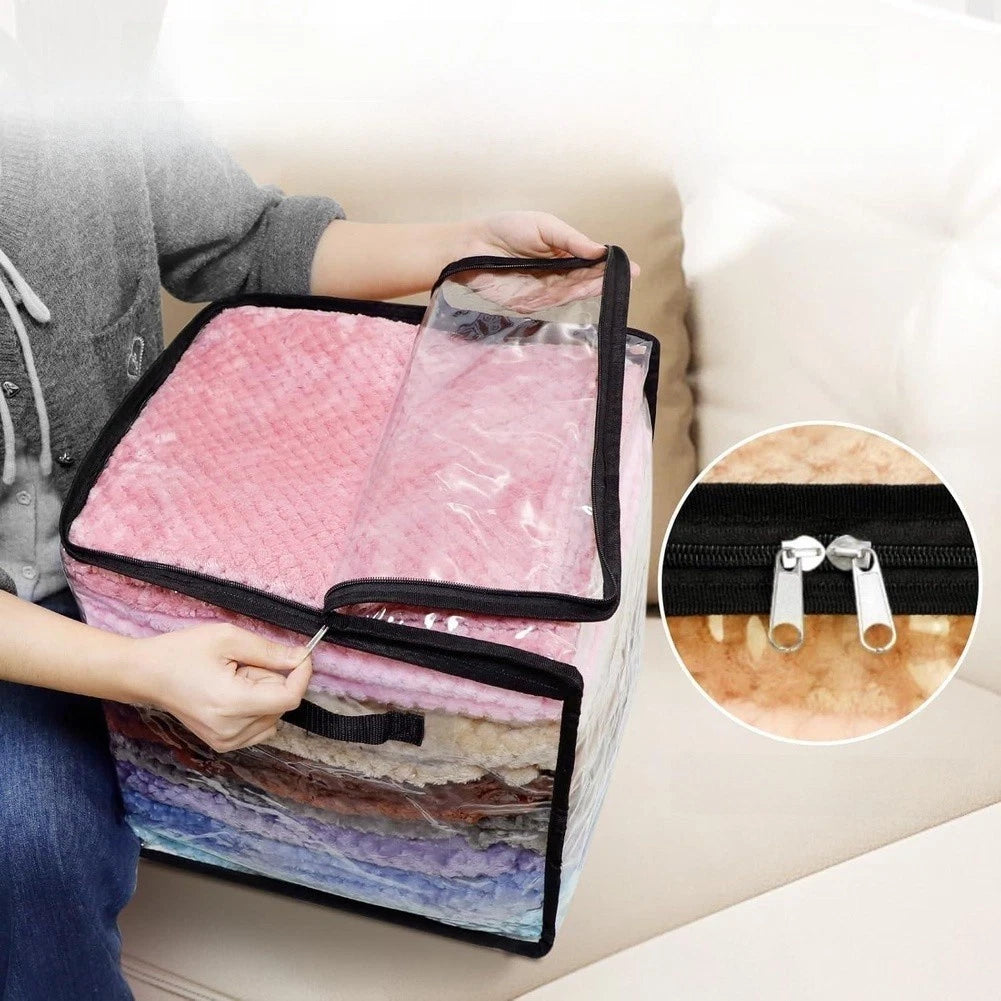 Clear PVC Storage Bag with Dual-Zipper System for Tidy Living Space