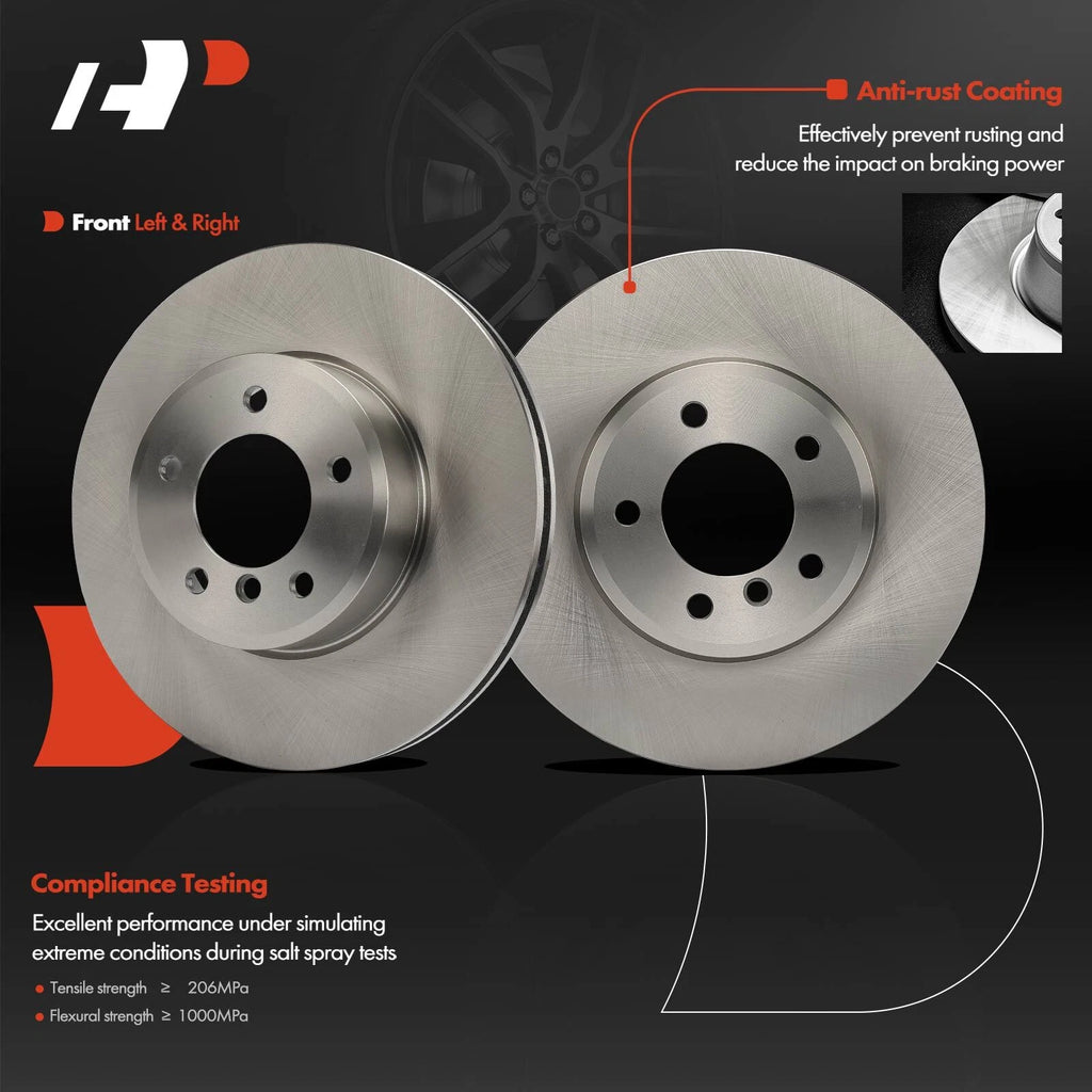 2x Disc Brake Rotors Front for BMW 525i 525xi 528i E60 (2004-2007)