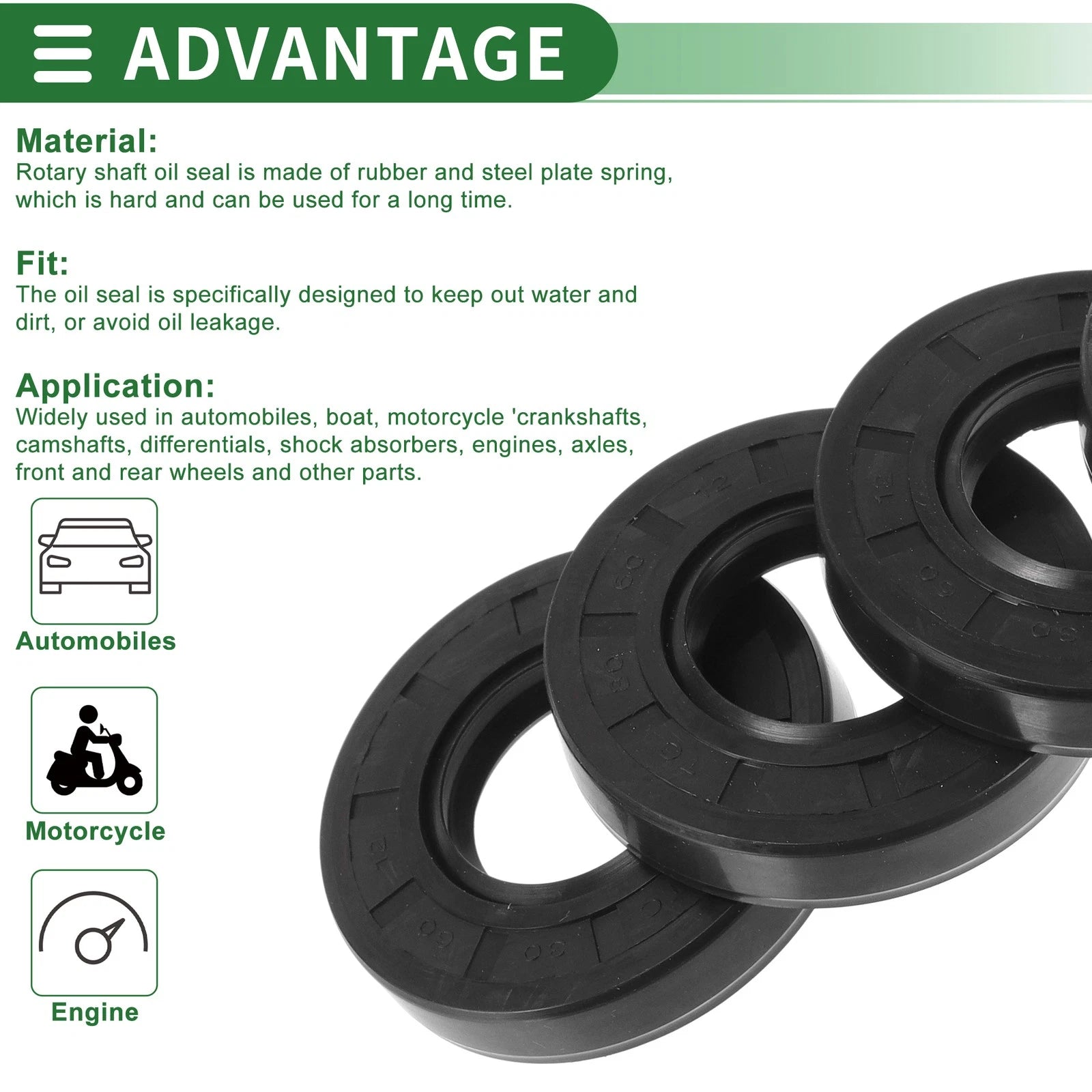 Set of 5 Oil Seal Rotary Shaft Seal NBR Rubber 30x60x12mm