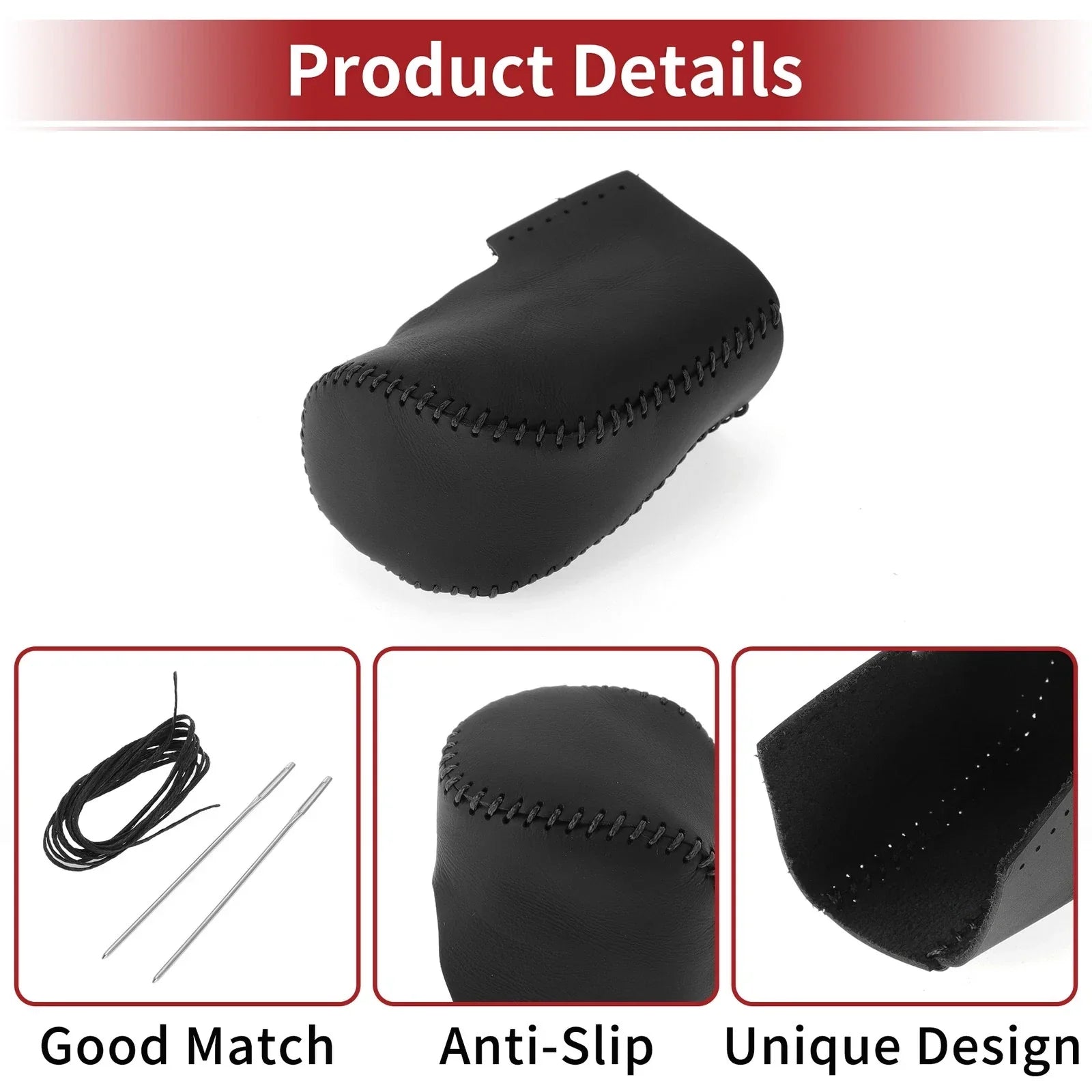 Gear Shift Knob Cover for Honda HR-V 2023-2024 Black Faux Leather