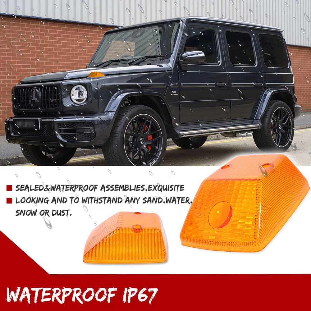 Set of 2 Gloss Amber Lens Front Turn Signal Lamp Housings for Benz W463 G-Class