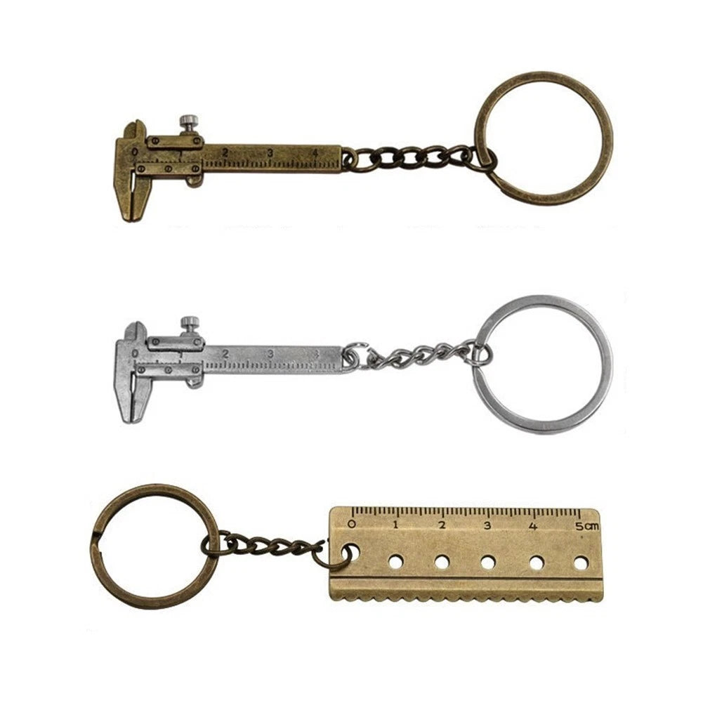 3X Zinc Alloy Keychain Ruler Vernier Caliper Tool for Everyday Use