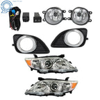 Front Headlights Chrome + Fog Lights Switch w/Cover for Toyota Camry (2010–2011)