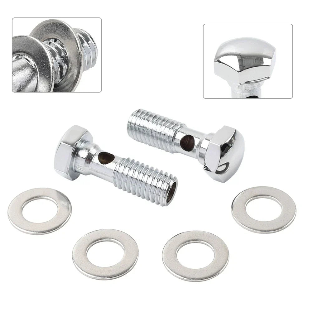 Chrome Head Breather Bolts for Harley Road King FLHR, Softail FXST (1994-1999)