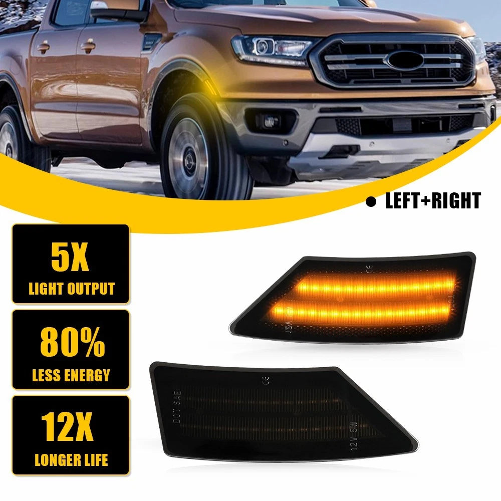 Amber LED Front Fender Side Marker Light for Ford Ranger (2019–2022)