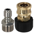 3/8" QC to M22 14mm Pressure Washer Adapter Brass Stainless Steel 5000 PSI