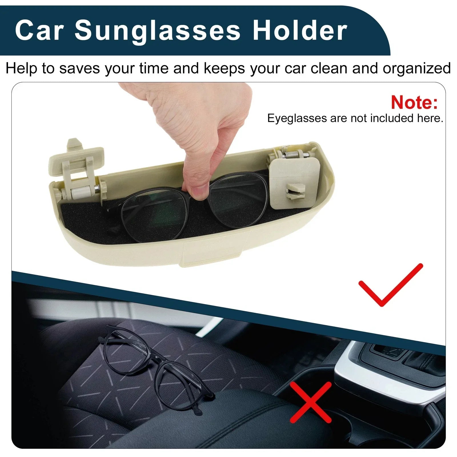 Sunglasses Case for Mercedes-Benz GLA Eyeglasses Holder Storage Box Beige