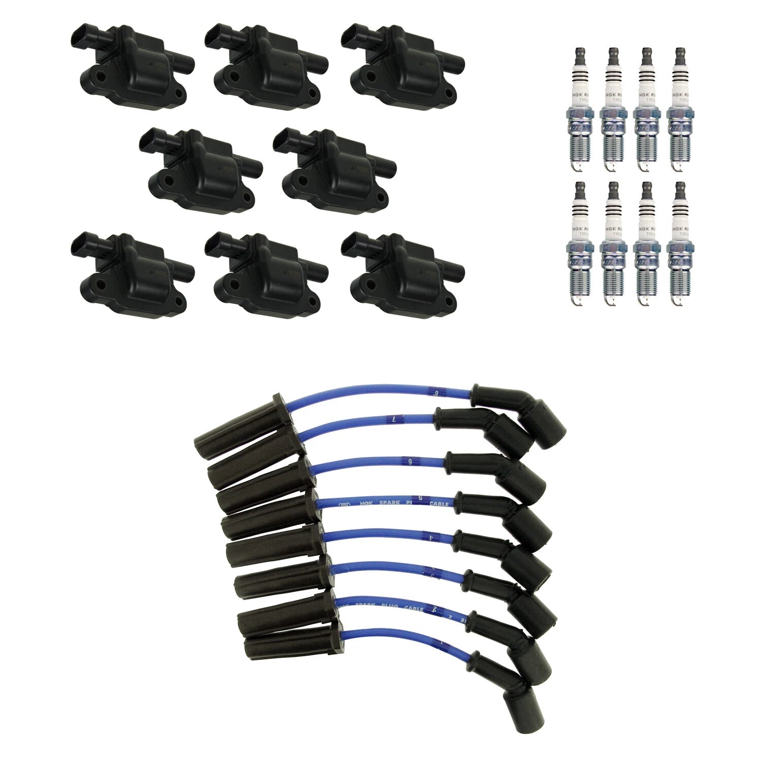 Set of 8 Ignition Coil Wires & Ruthenium Spark Plugs for 9-7x Camaro V8