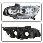 Chrome Halogen Projector Headlight for Honda Civic (2016–2020) Left Side