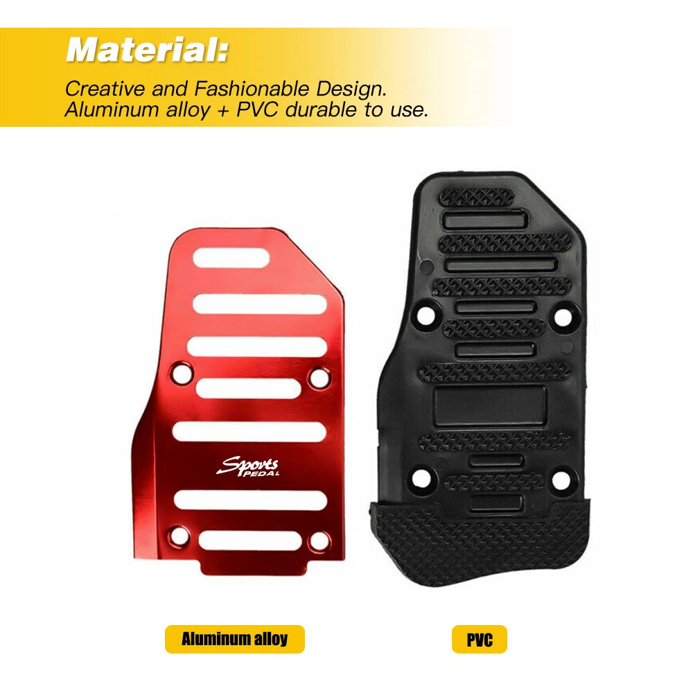 Set of 3 Red Non-Slip Manual Transmission Pedal Pads for Universal Fit