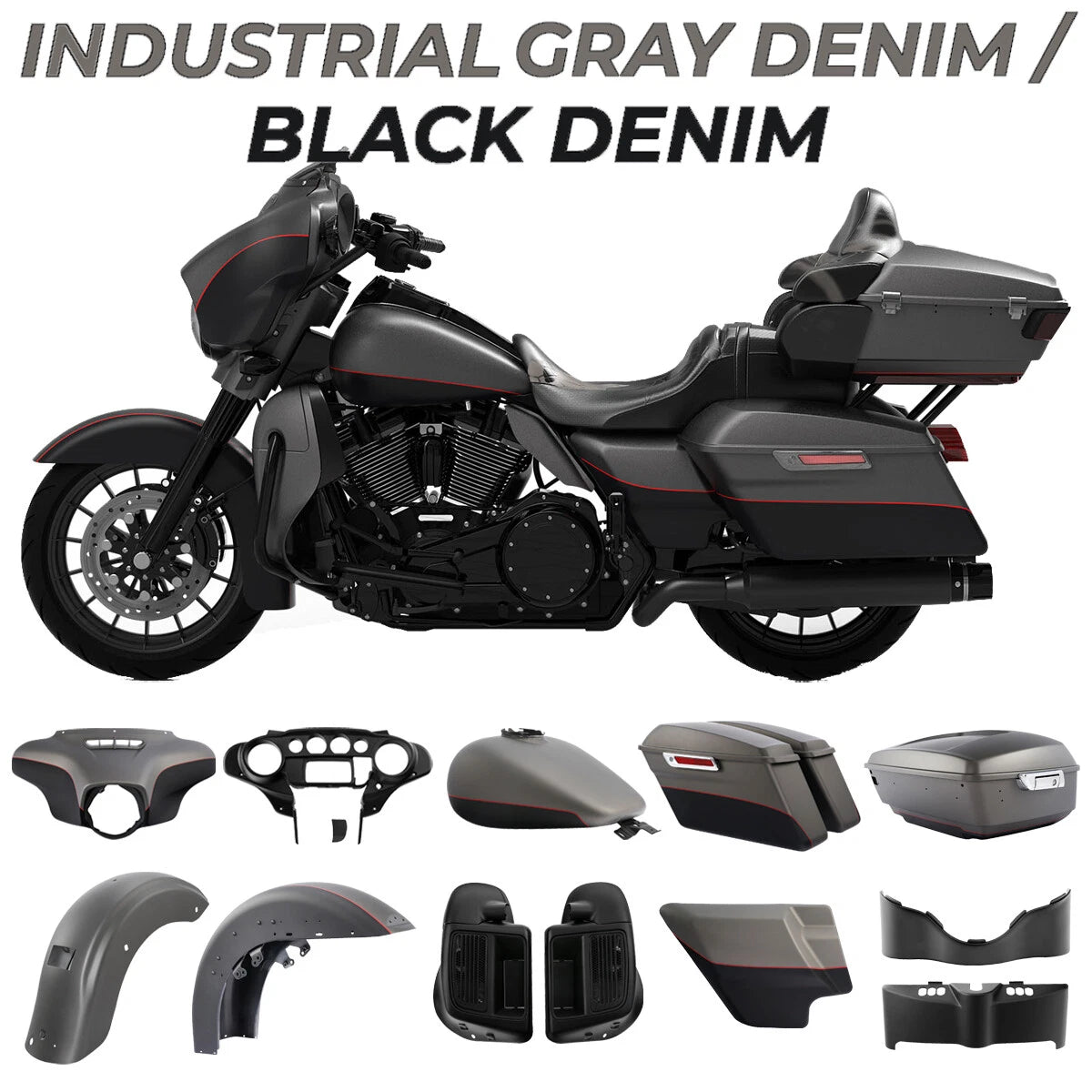 Fairing Bodywork for Harley Electra Glide (2014–2024) Industrial Gray/Black Denim