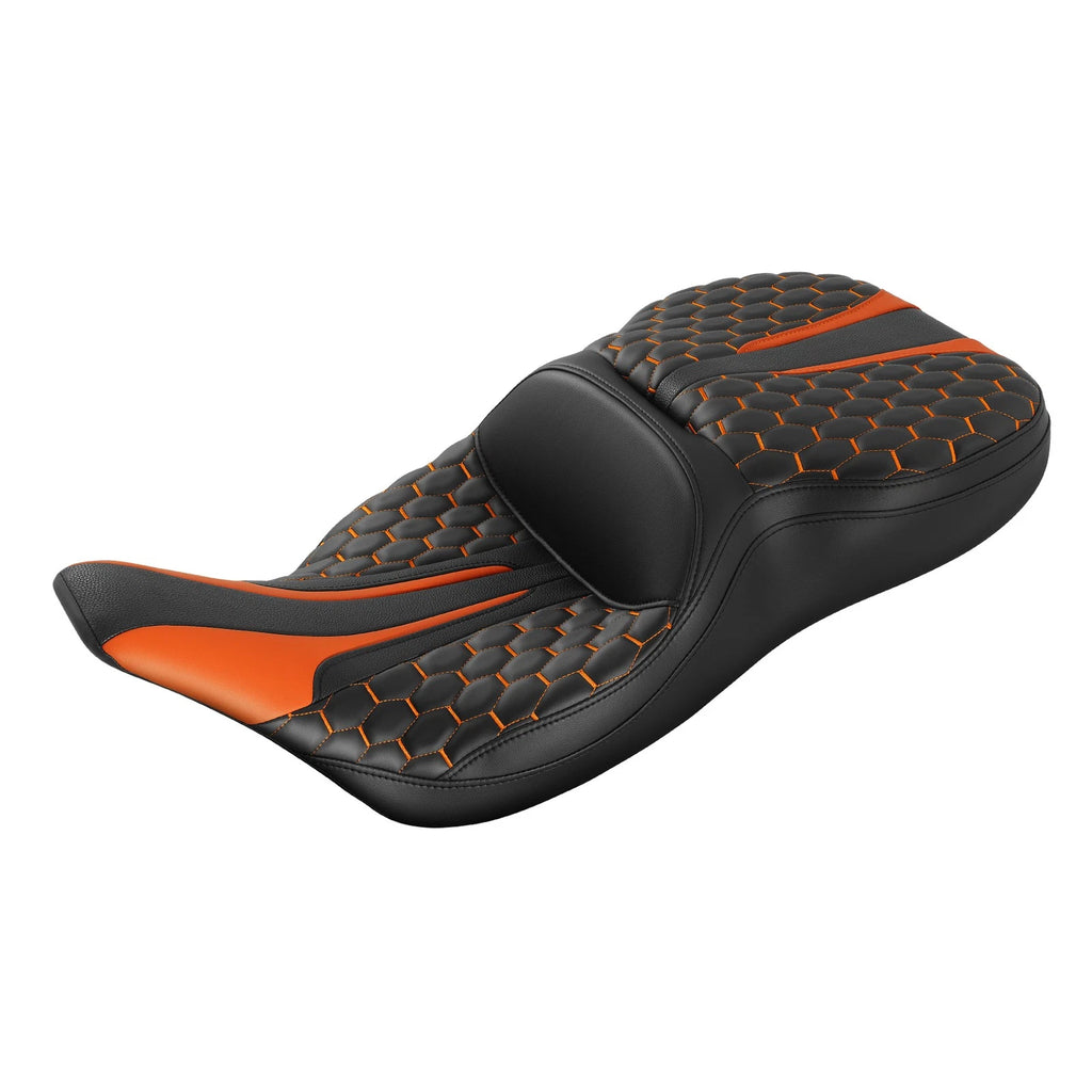 Rider Driver Passenger Seat for Harley Electra Glide (1997–2007) Black Orange