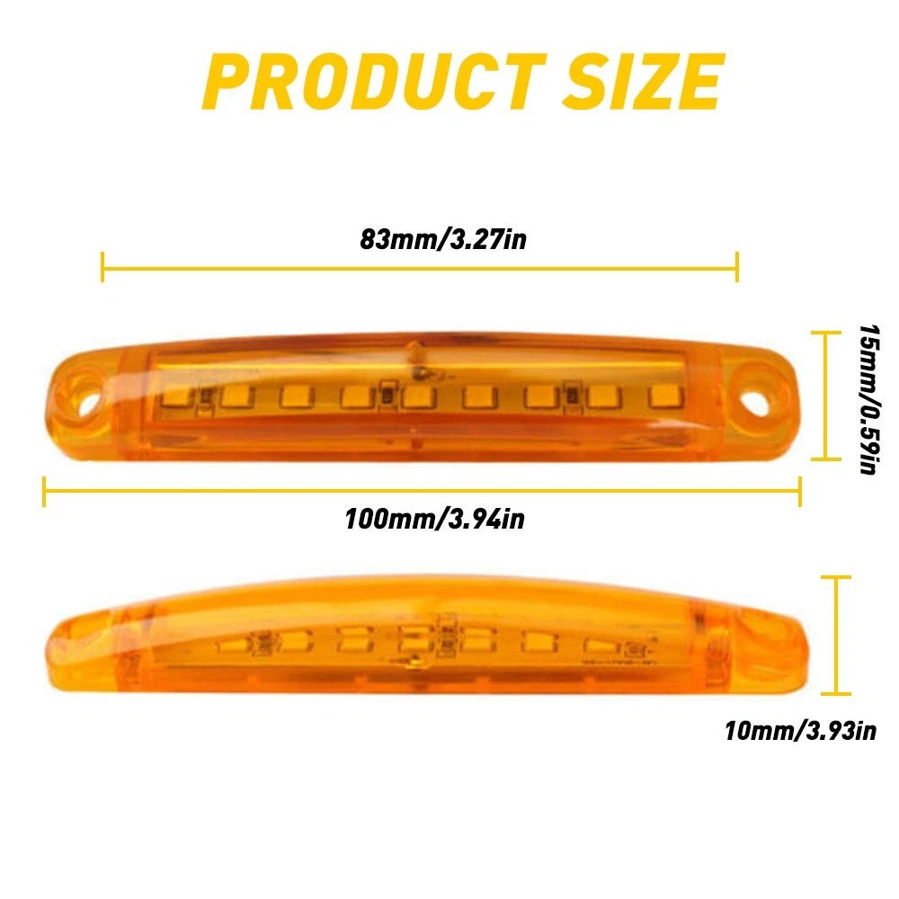 10X Amber LED Side Sealed Marker Clearance Light for Trailer Truck (V)