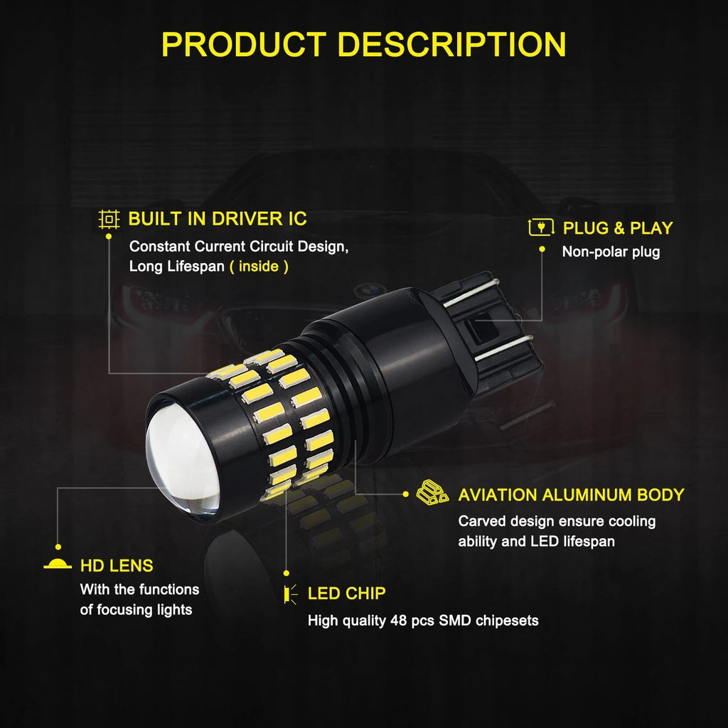 2X 7443 7444 LED Back Up Reverse Lights for AUXITO (EXC)