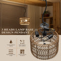 3-Light LED Pendant Light Fixture for Boho Rattan Style