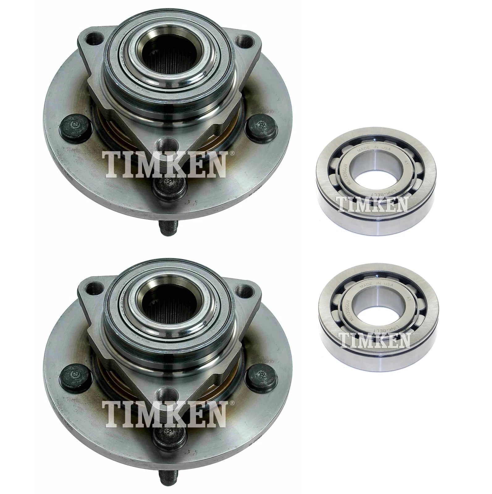 Front & Rear Wheel Bearings & Hubs Kit for Dodge Ram 1500 4WD (2002–2008)
