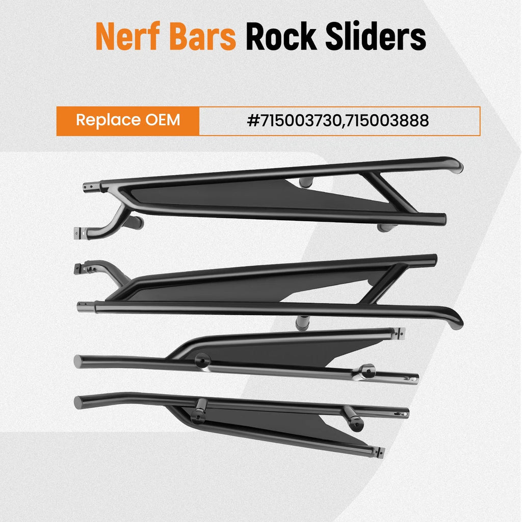 Black Nerf Bars Rock Sliders for Can-Am Maverick X3 Max (2017–2023) 715003888