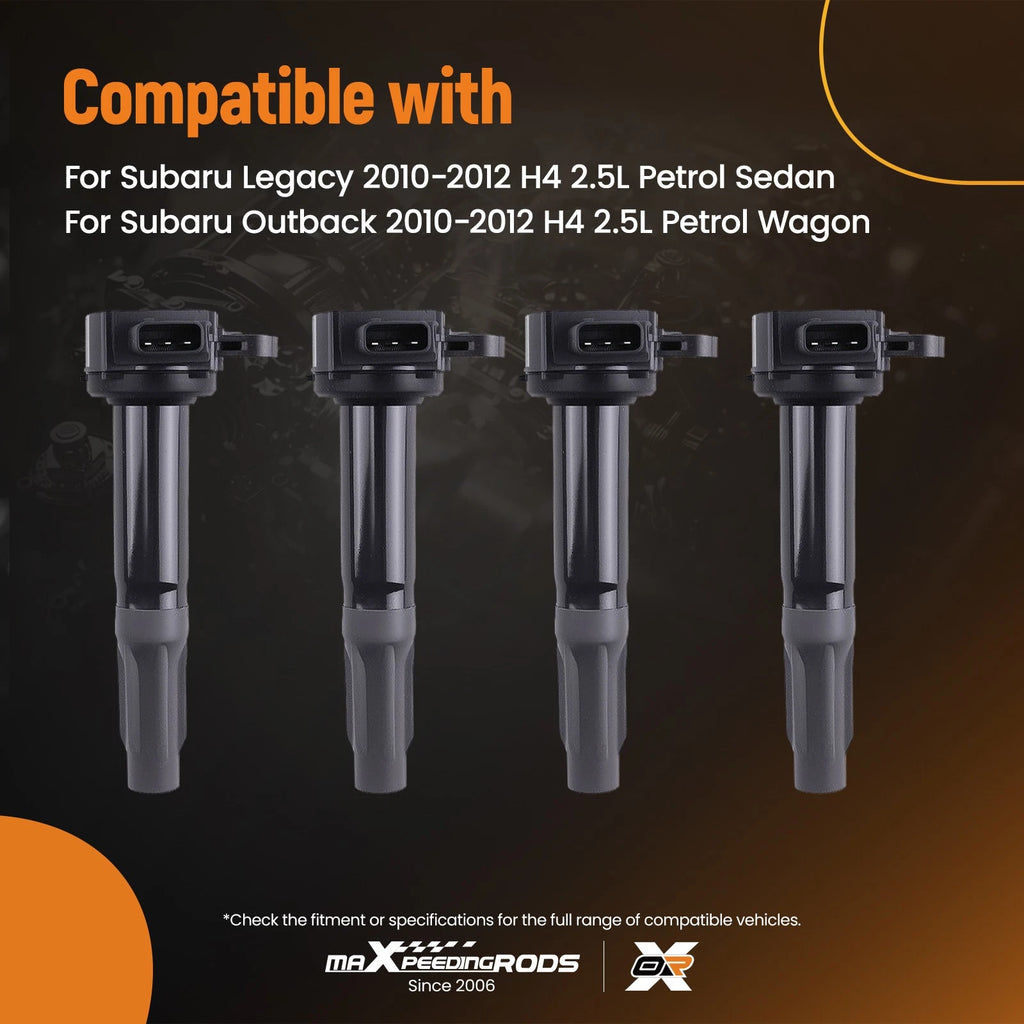 4X Ignition Coils for Subaru Legacy/Outback 2.5L H4 (2010–2012) C862
