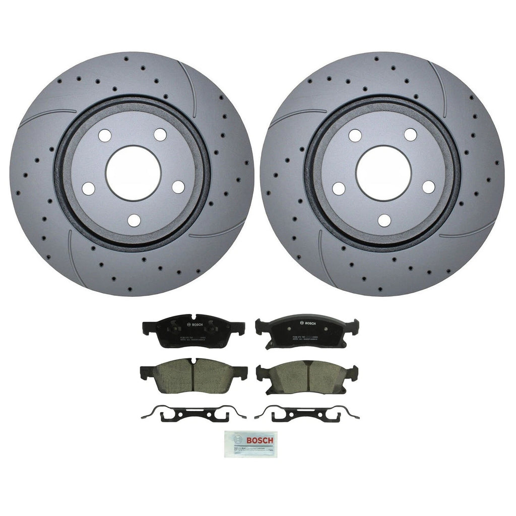 Front Brake Kit with Drilled 350mm Rotors & Bosch Ceramic Pads for Dodge Jeep